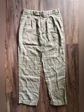 Garret Scott 100% Linen Pleated Casual Pants 34L